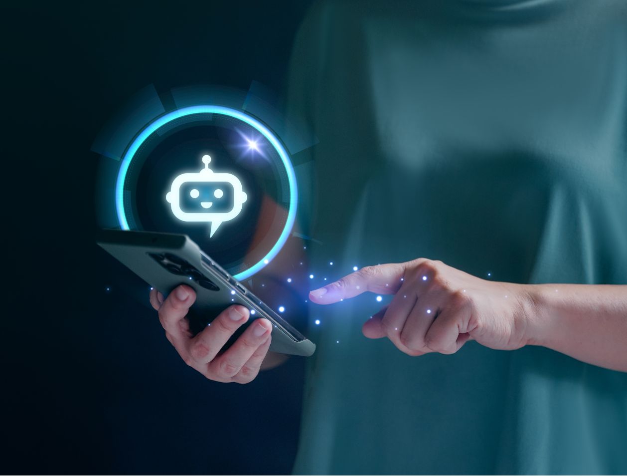 photo téléphone avec petit robot