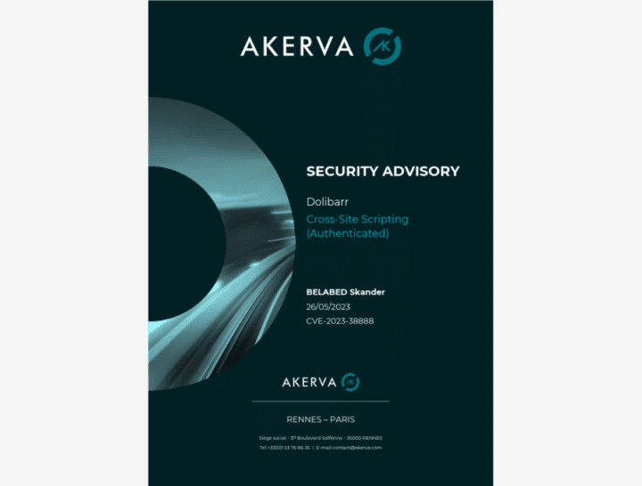 SECURITY ADVISORY Cross-Site Scripting