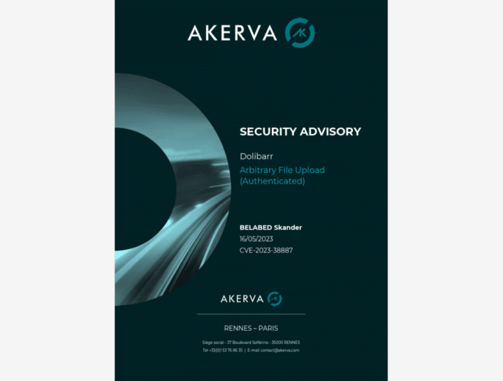 Avis de securité - Arbitrary File Upload